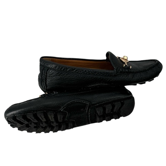 Coach Arlene Turnlock Pebble Grain Black Leather Loafers Driver Moccasins - Picture 3 of 10